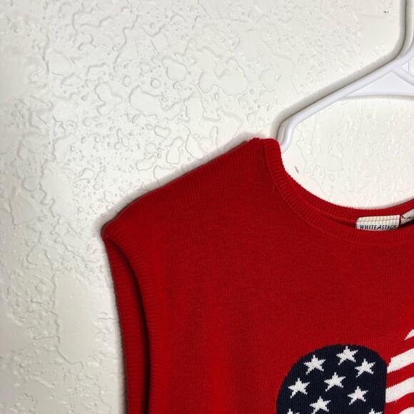 Vintage red white blue American flag heart sleeveless sweater vest 4th of July - Picture 6 of 10